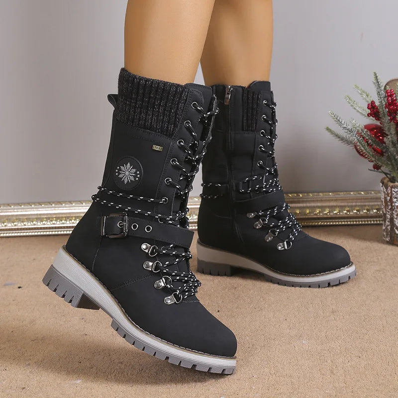 Valenzora | Fashionable lace-up boots with platform and thick sole
