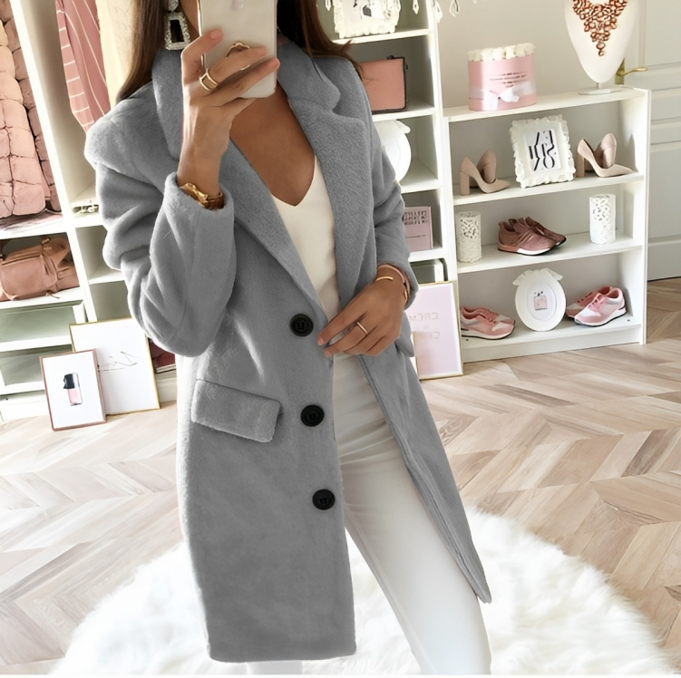 Valenzora | Langer Teddy-Trenchcoat für Damen