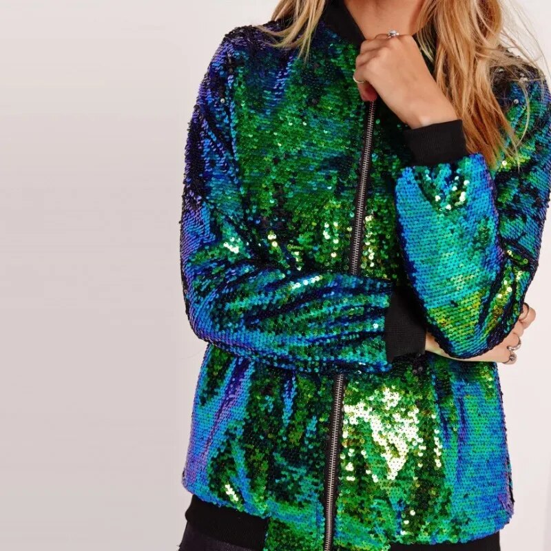 Valenzora | Pailletten-Mantel Bomberjacke
