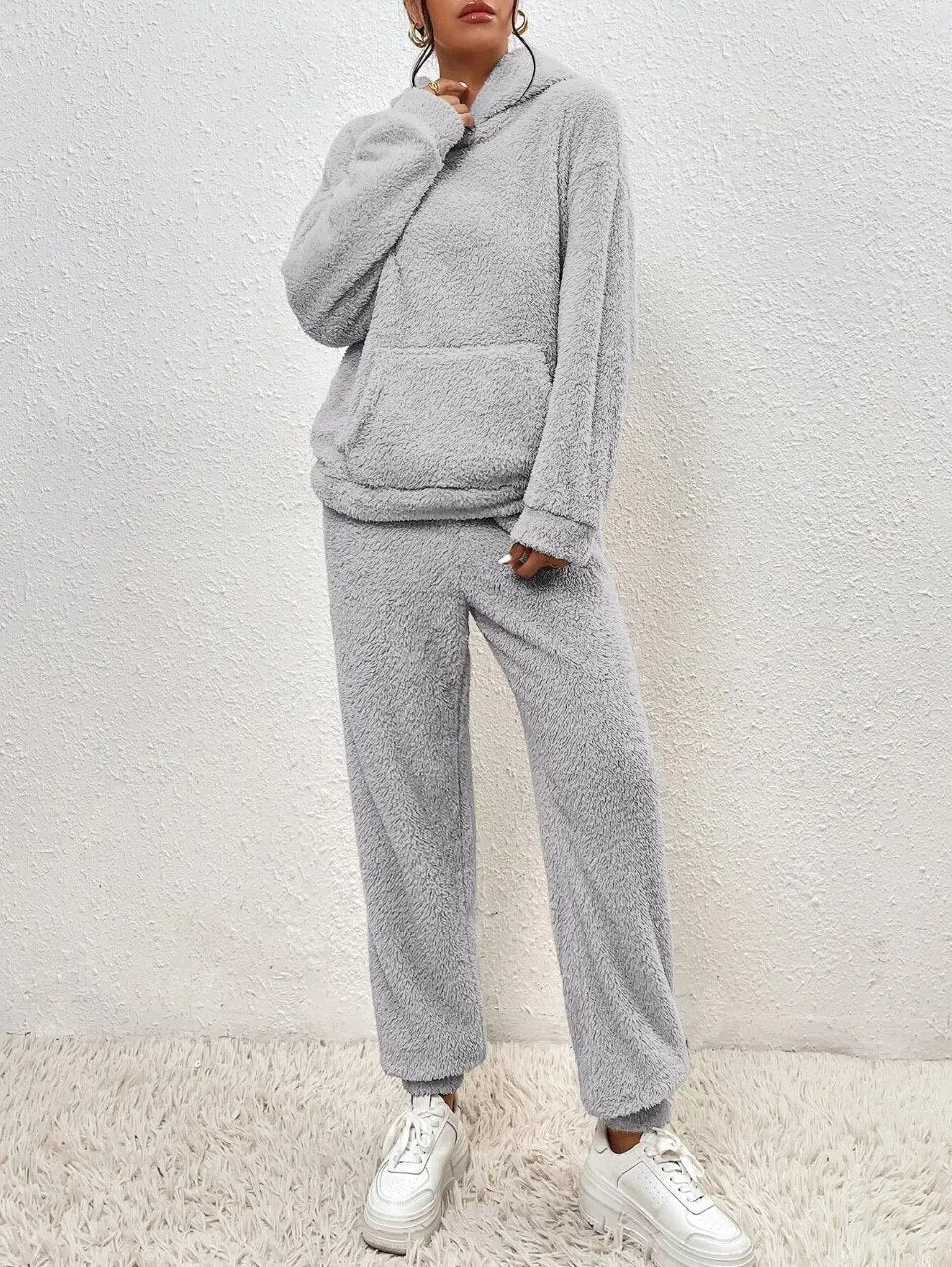 Valenzora | Teddy-Loungekleidung mit Kapuze für Damen