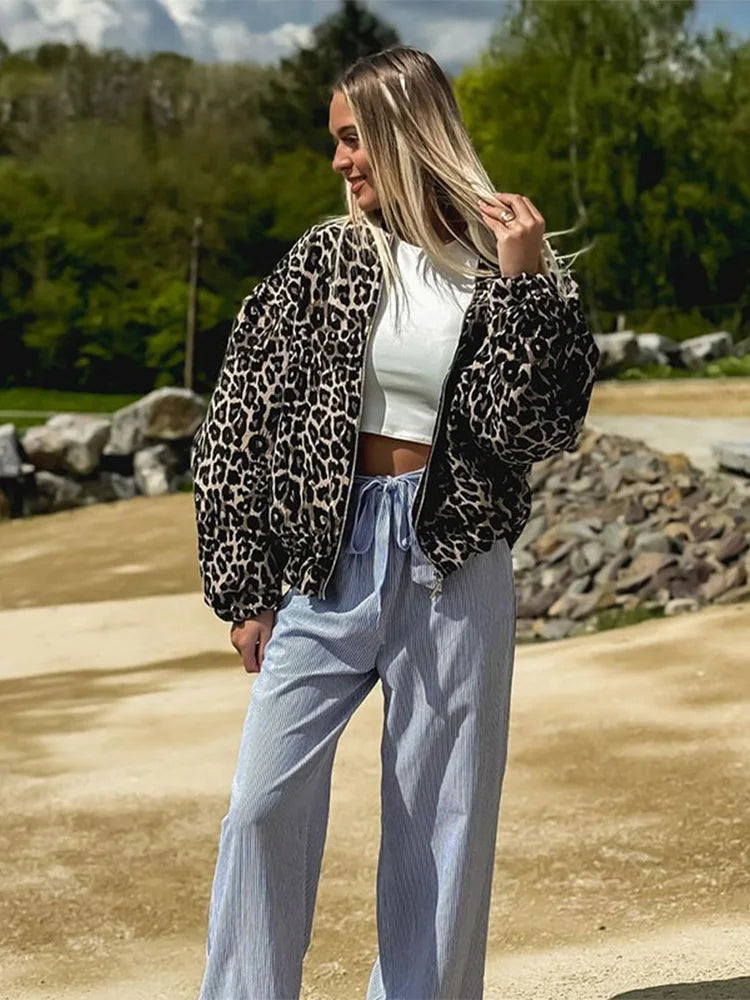 Valenzora | Retro Langarm-Leopardenjacke