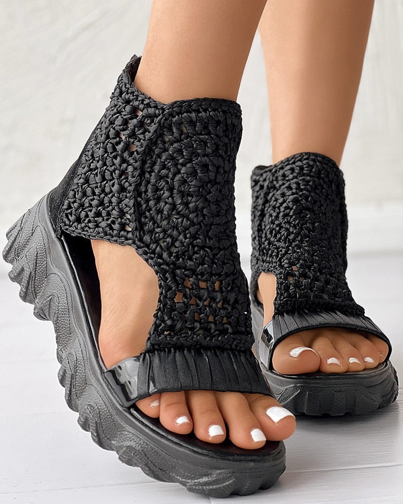 Valenzora Braided Geometry Sandals | Women's Summer Wedge Sandals