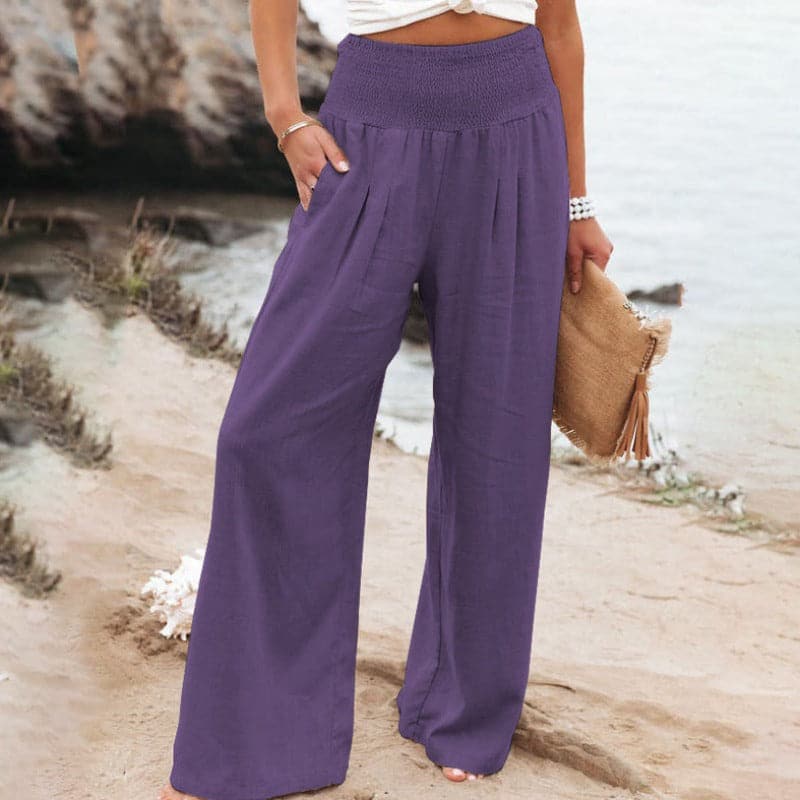 Valenzora | Casual wide linen trousers for women