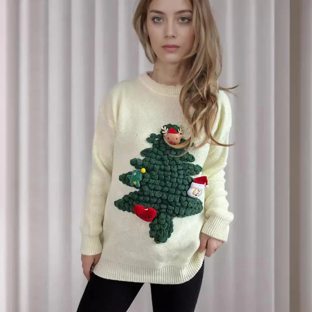 Valenzora - Hässlicher Weihnachtspullover - Hyggeliger Pullover mit 3D-Details und Weihnachtsthema