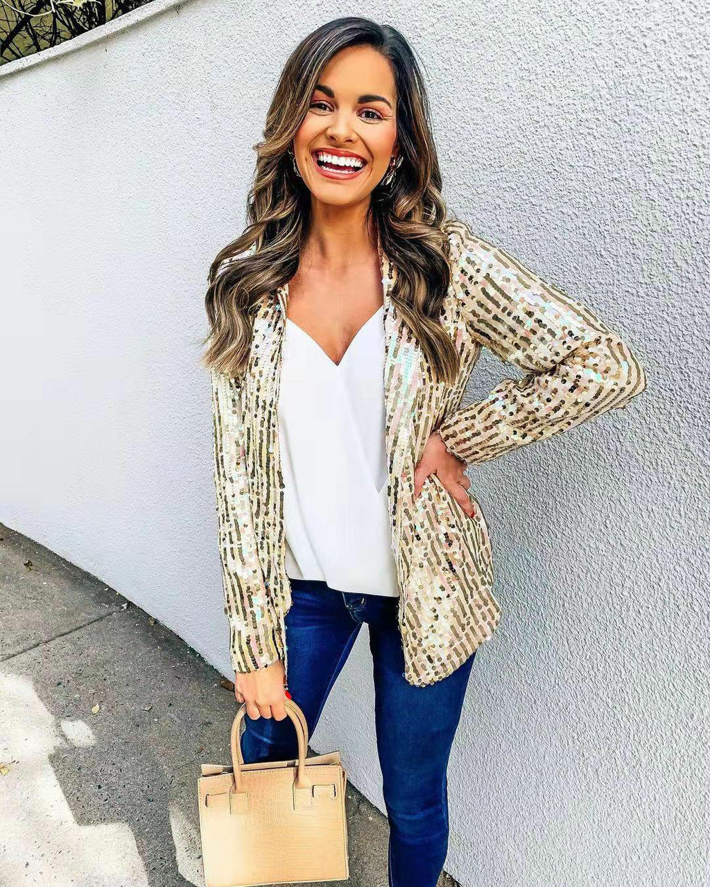 Valenzora | Glänzender Blazer für Damen – elegant und glamourös