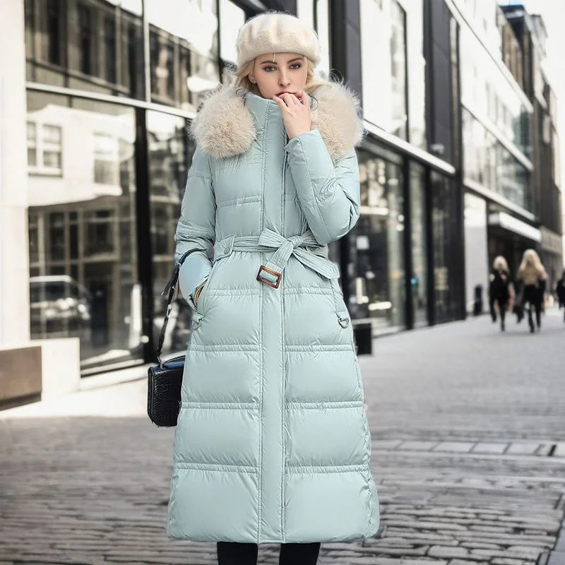 Valenzora - Winter jacket with fur collar and belt