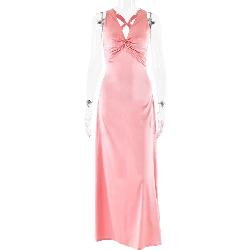 Valenzora | Bow Backless Evening Maxi Dress