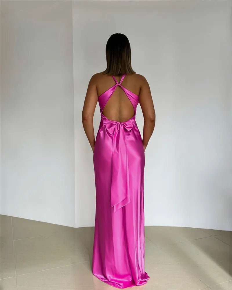 Valenzora | Bow Backless Evening Maxi Dress