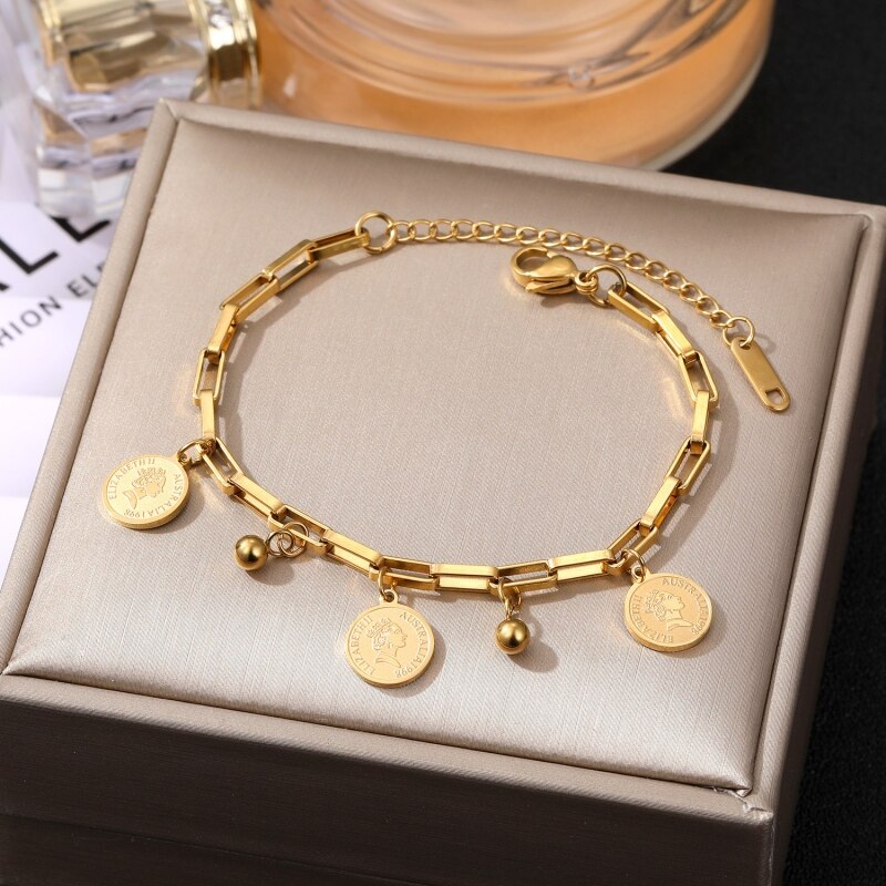 Valenzora Sparkling Freedom Bracelet | Women's Stainless Steel Round Signature Portrait Pendant