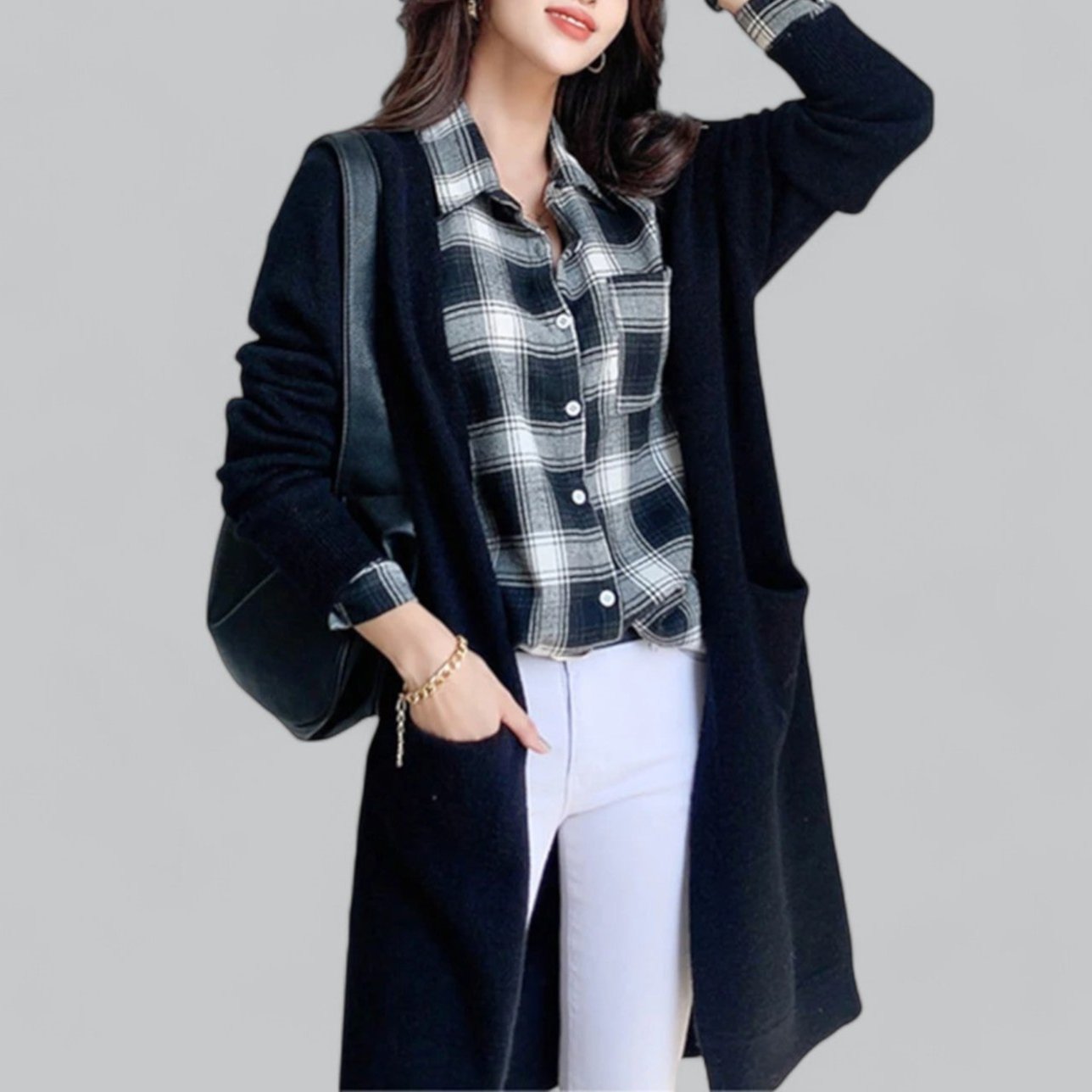 Valenzora | Classic Long Cashmere Cardigan for Women