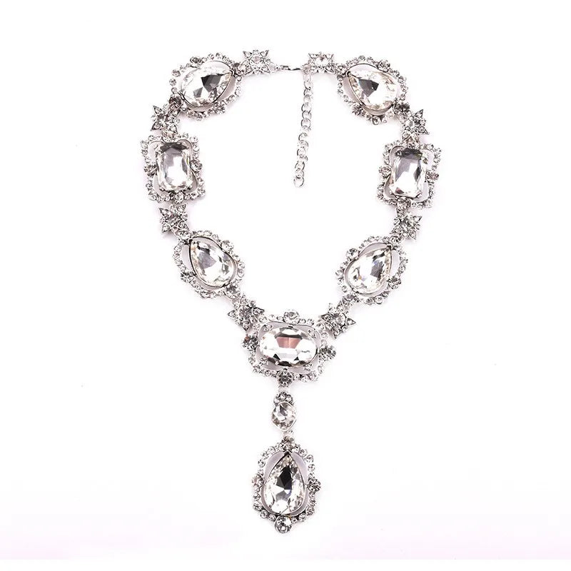 Valenzora | Statement Strass-Schmuck Großer Edelstein Kristall Viktorianischer Schmuck Grüne Smaragd Halskette für Damen