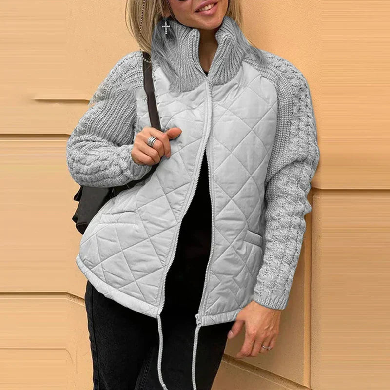 Valenzora | Fashionable quilted jacket with knitted sleeves for women