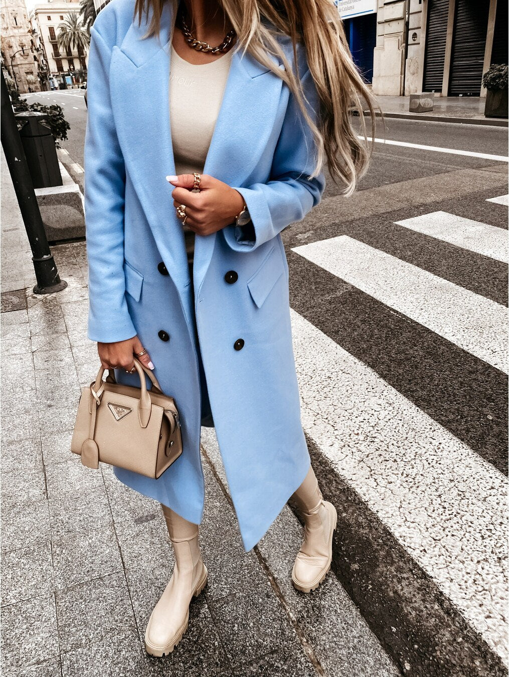 Valenzora Attractive Autumn Wool Coat | Women's Retro Fashion Black Long Sleeve Coat
