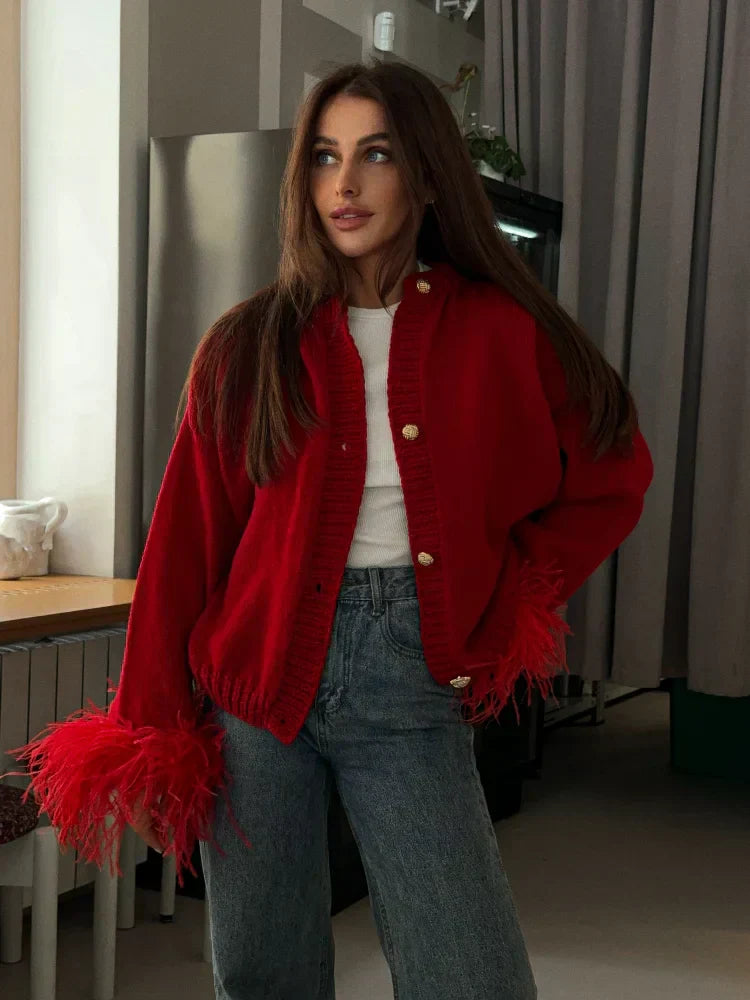 Valenzora | Chic feather cardigan