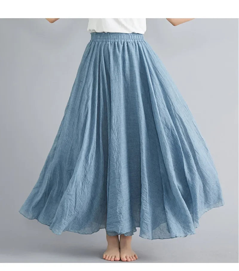 Valenzora | Fashion Baumwolle Leinen Kleidung Damenröcke Maxi Y2K Elegante Strand Saia Ropa Mujer Freizeitkleid Boho Lange Röcke Faldas Harajuku