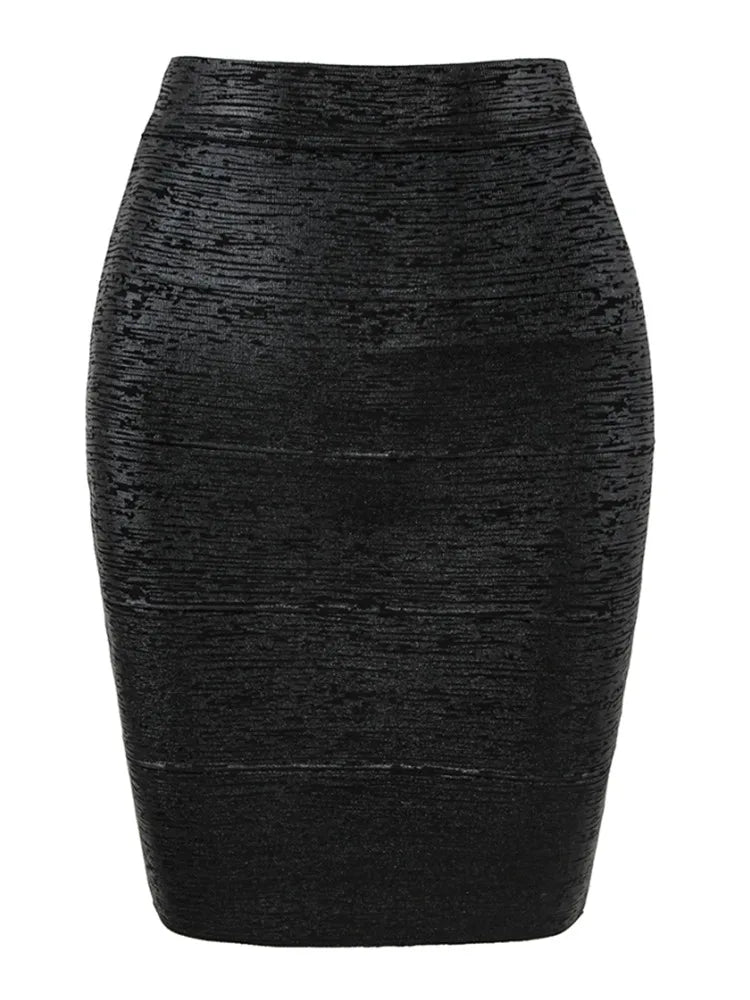 Valenzora | Großhandel Damen Sommer Mode Sexy Gold Bronze Verbandrock Designer Nachtclub Bodycon Bleistiftrock Faldas 46cm
