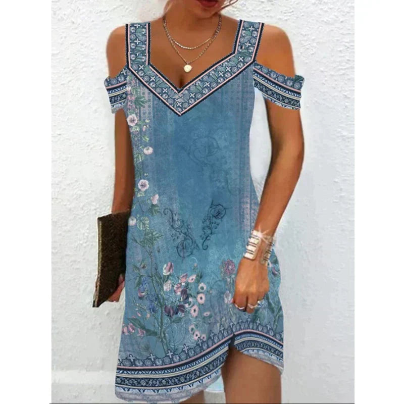 Valenzora | Vintage-Kleid mit Schulterausschnitt für Frühling/Sommer