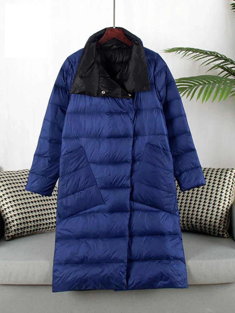 long checked coat