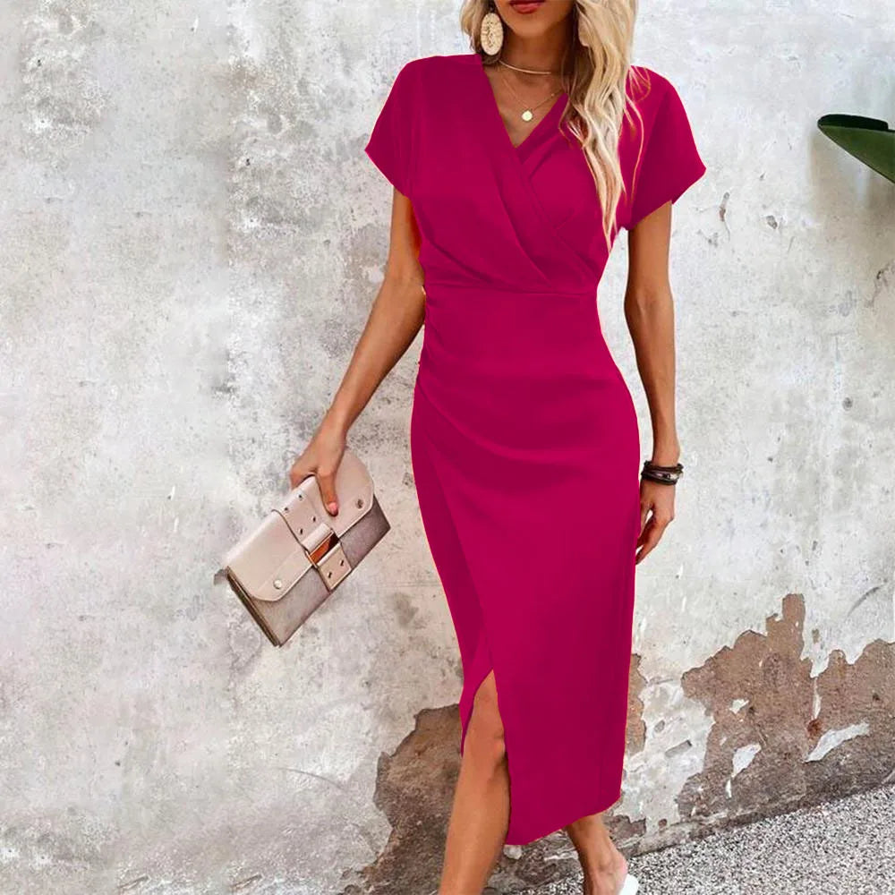 Valenzora | Casual Short Mini Dress with V-neck