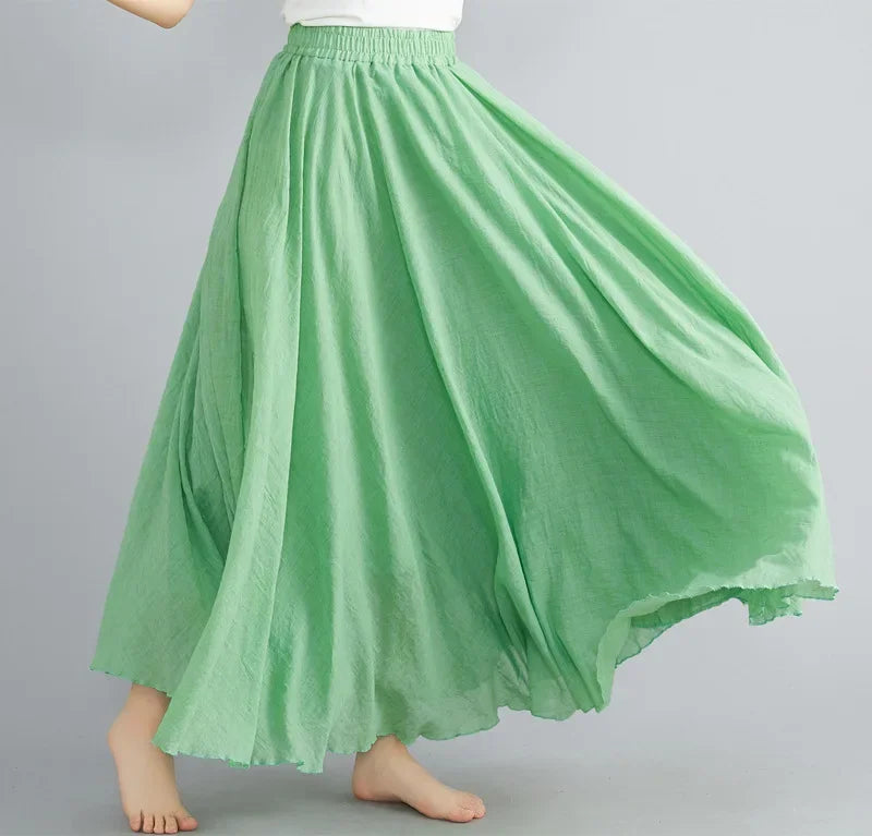 Valenzora | Fashion Baumwolle Leinen Kleidung Damenröcke Maxi Y2K Elegante Strand Saia Ropa Mujer Freizeitkleid Boho Lange Röcke Faldas Harajuku