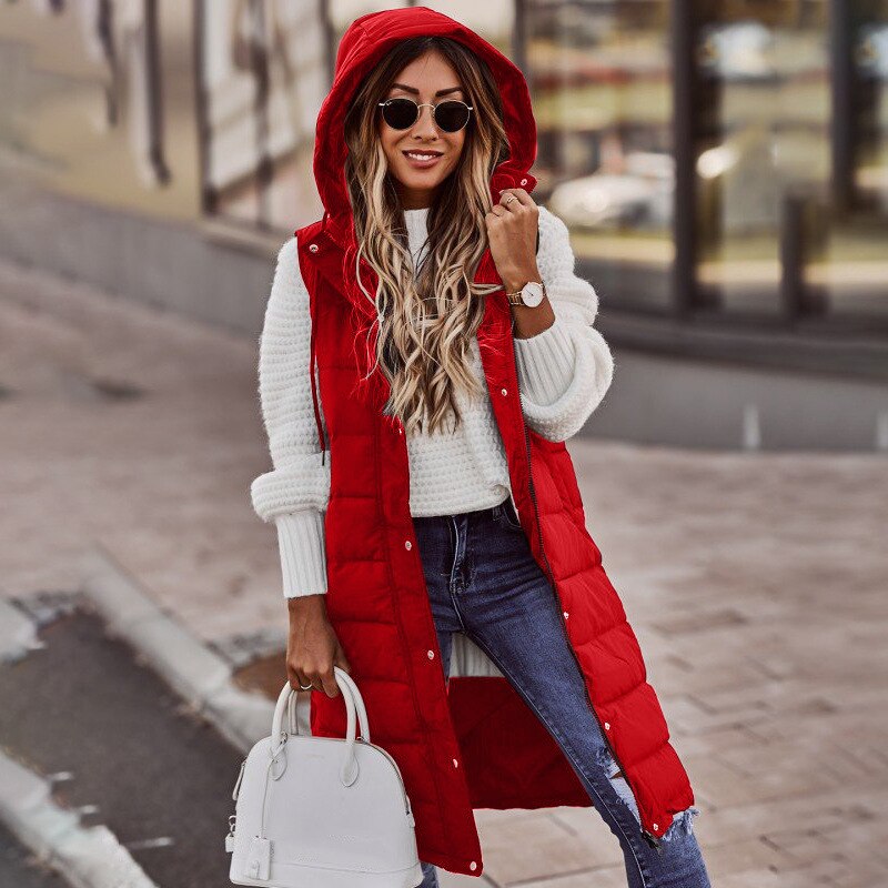 Sleeveless women's long coat