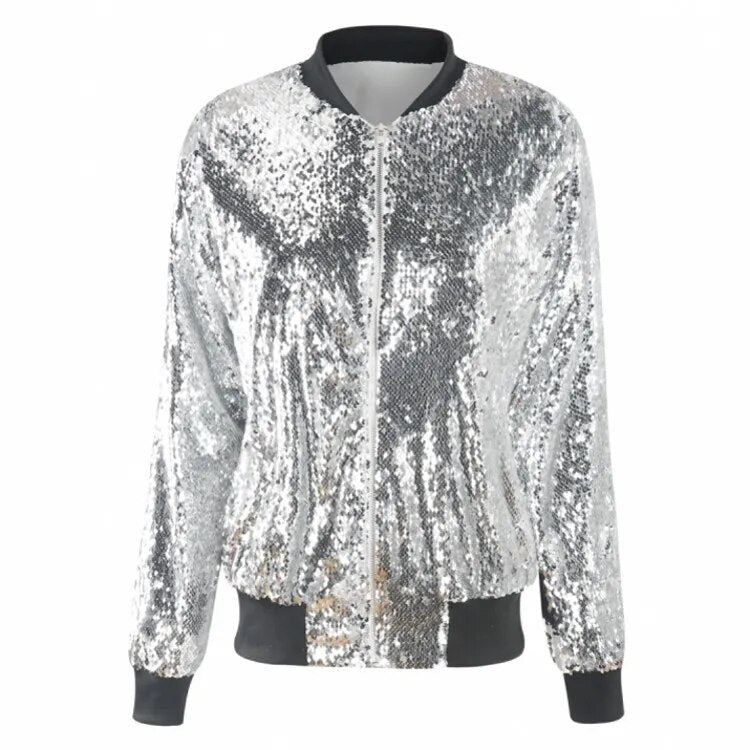 Valenzora | Pailletten-Mantel Bomberjacke