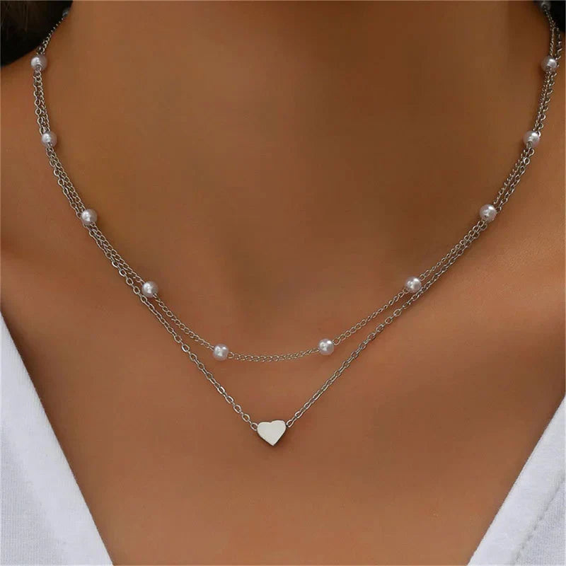 Valenzora | Perlen-Choker-Halskette mit Herz für Frauen