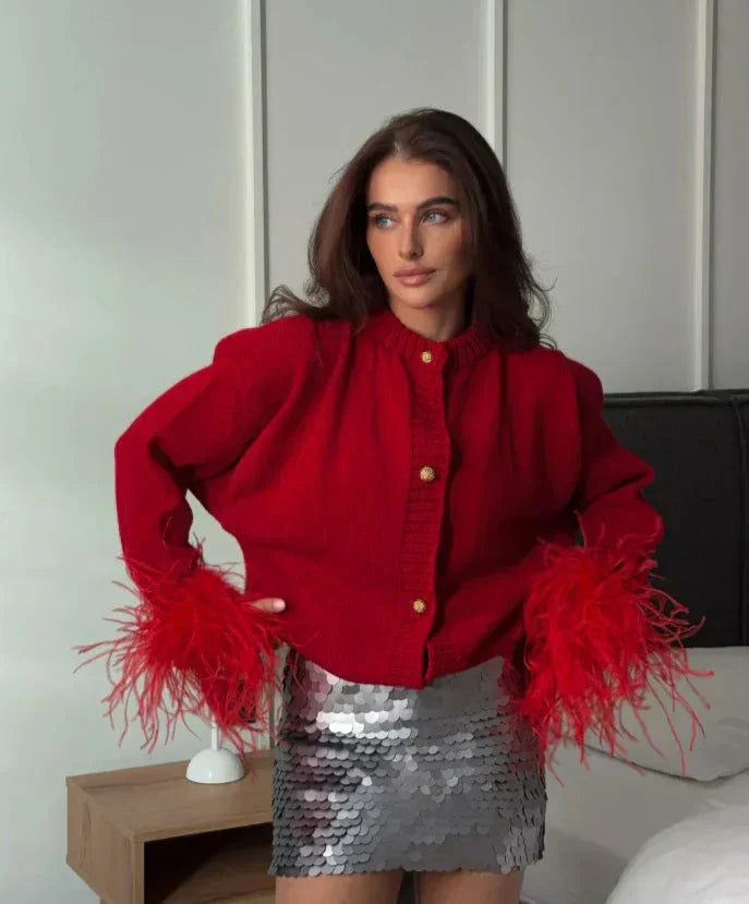 Valenzora | Chic feather cardigan