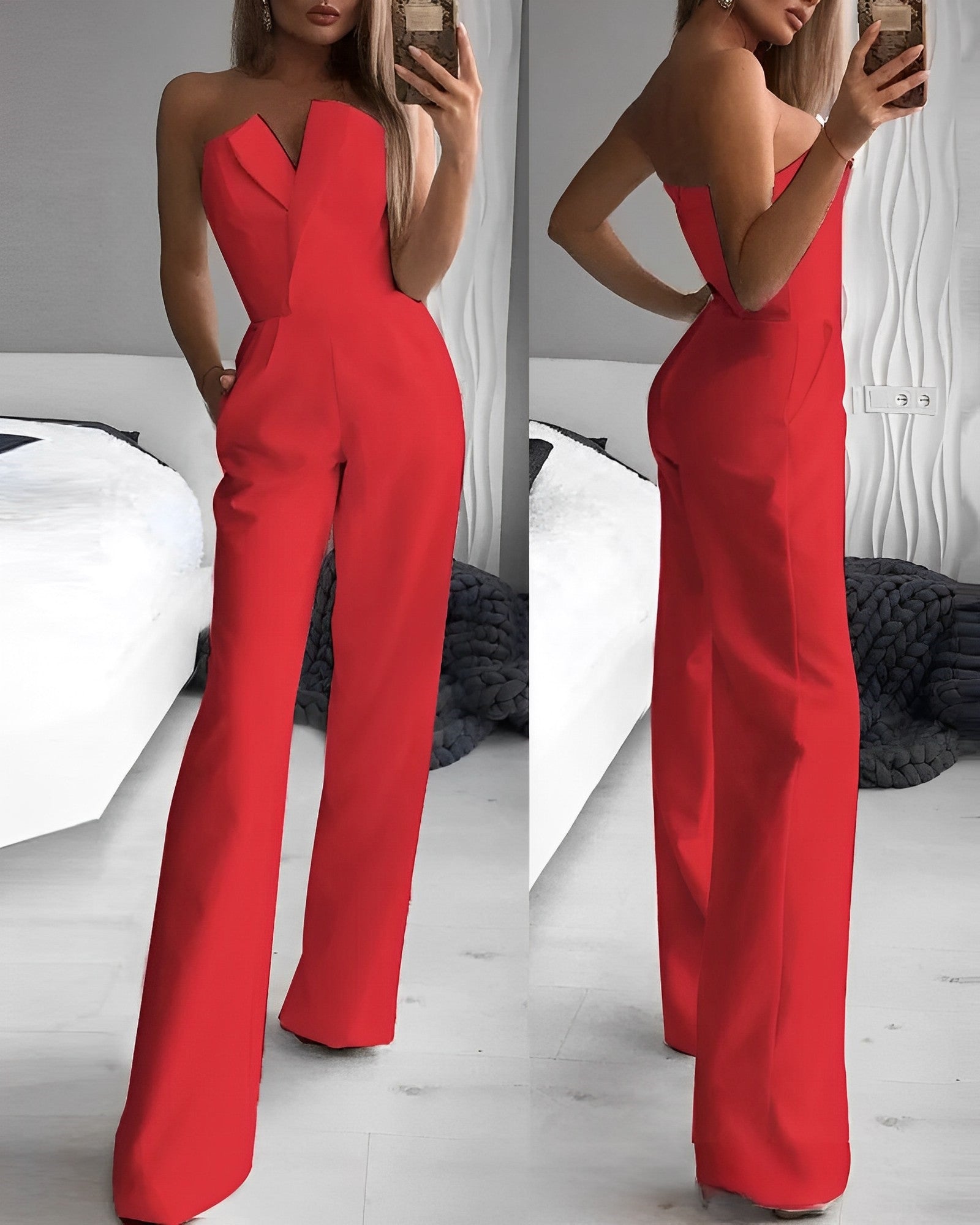 Valenzora | Sleeveless V-neck jumpsuit for summer