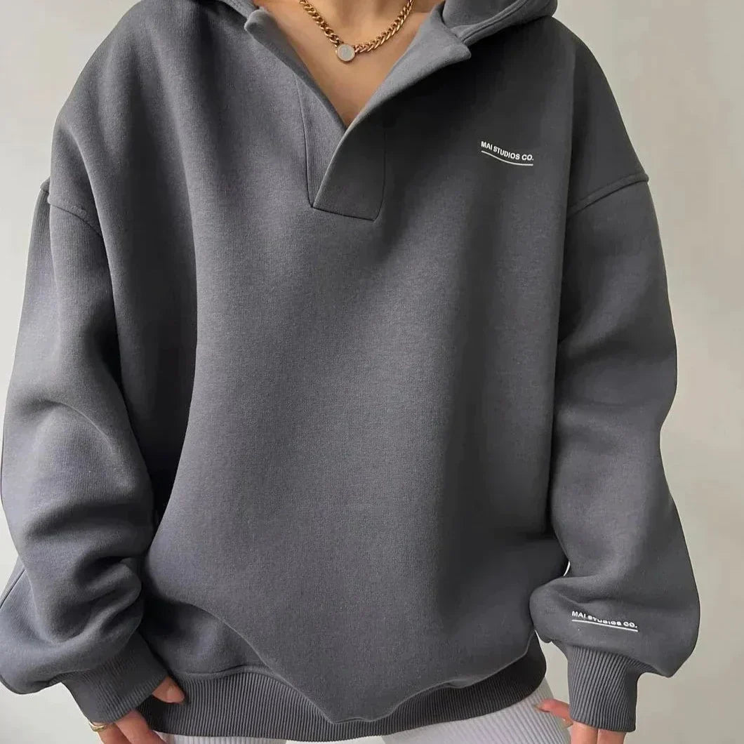 Wool sweater with hood