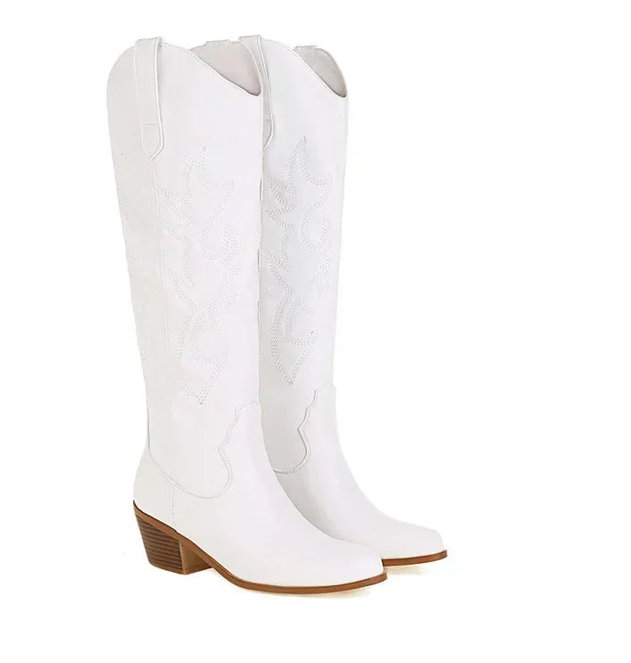 Valenzora | Knee-high suede cowboy boots for women