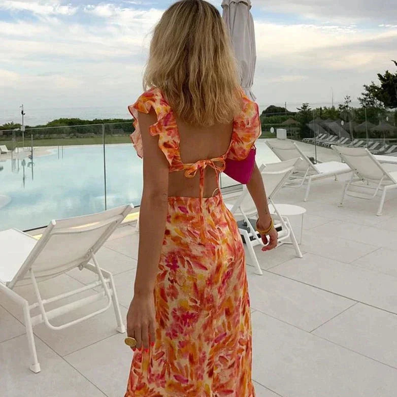 Valenzora | Bedrucktes Kleid mit Rüschen