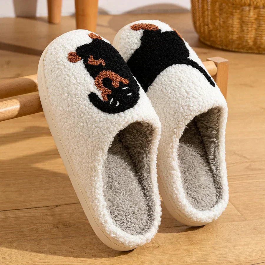Valenzora | Women's Slippers Small Black Dog Soft Plush Slippers