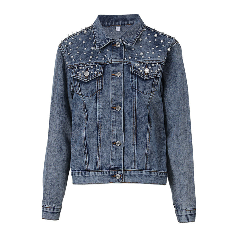 Valenzora Exclusive Lina Denim Jacket | Denim favorite with stylish pearl embellishment