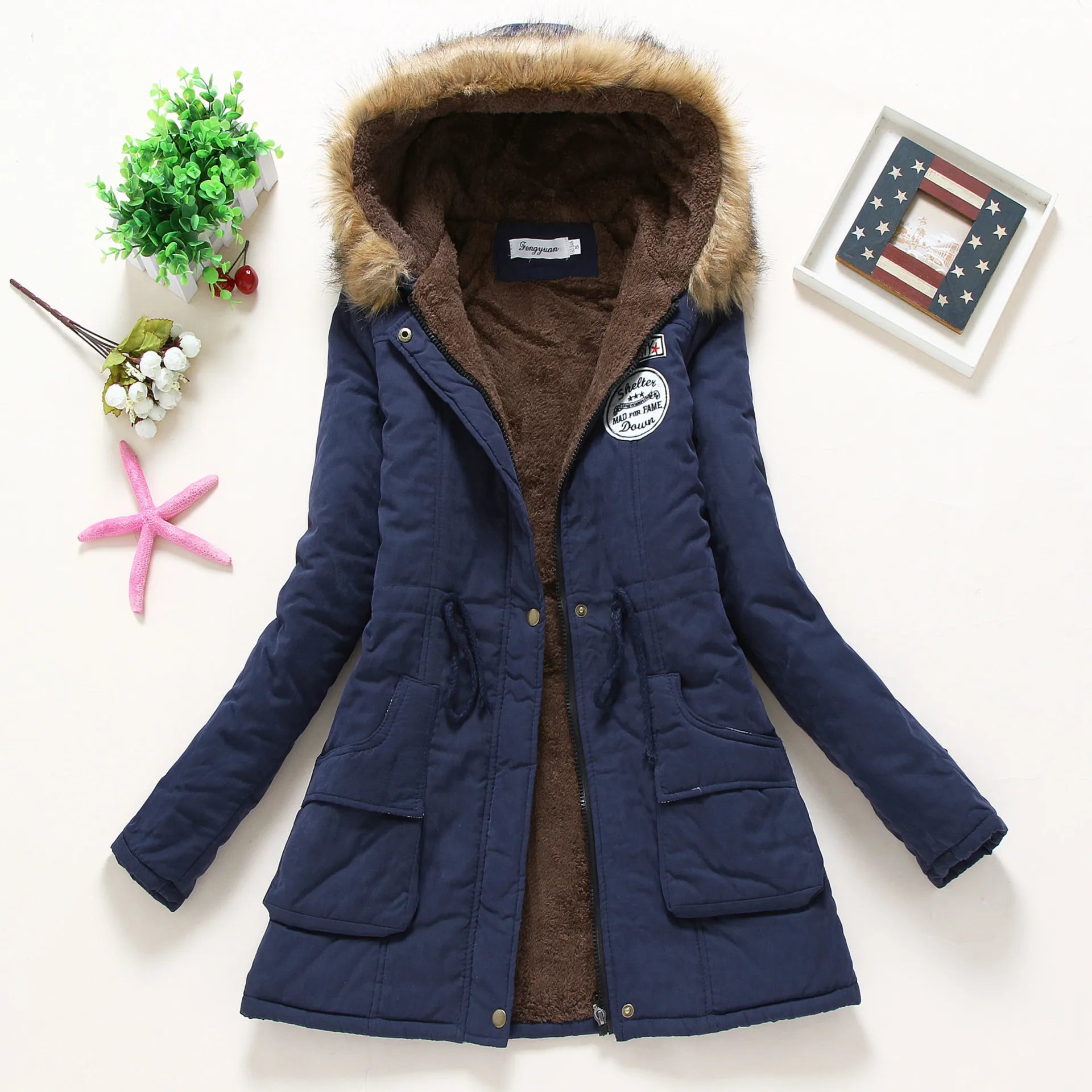 Valenzora | Fashionable winter jacket with faux fur trim
