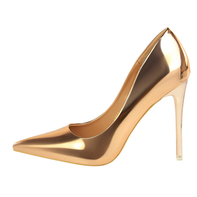 Valenzora | Metallic Heels with Pointed Toe