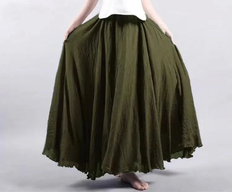 Valenzora | Fashion Baumwolle Leinen Kleidung Damenröcke Maxi Y2K Elegante Strand Saia Ropa Mujer Freizeitkleid Boho Lange Röcke Faldas Harajuku