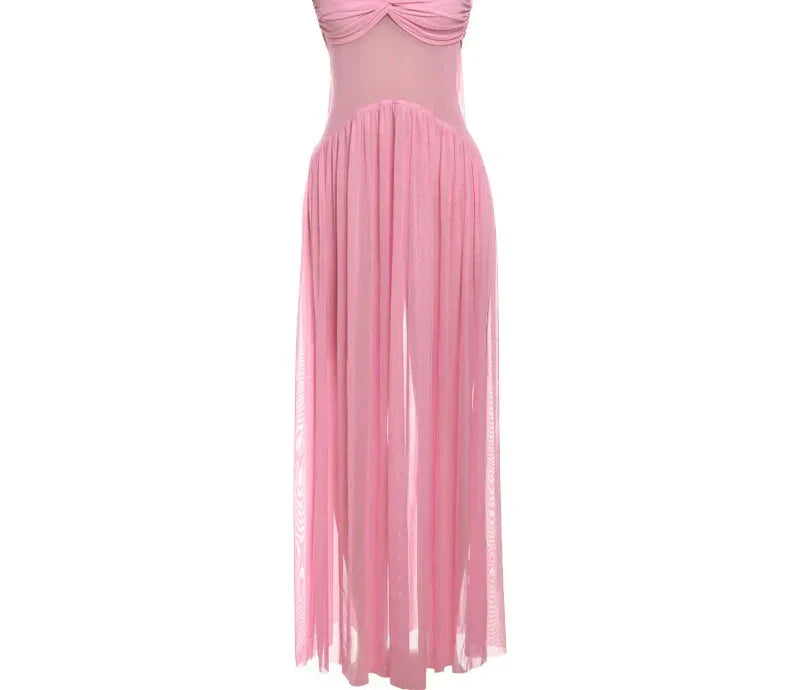 Valenzora | Patchwork Maxi Dress Scarf Backless Strapless Ruffled Banquet