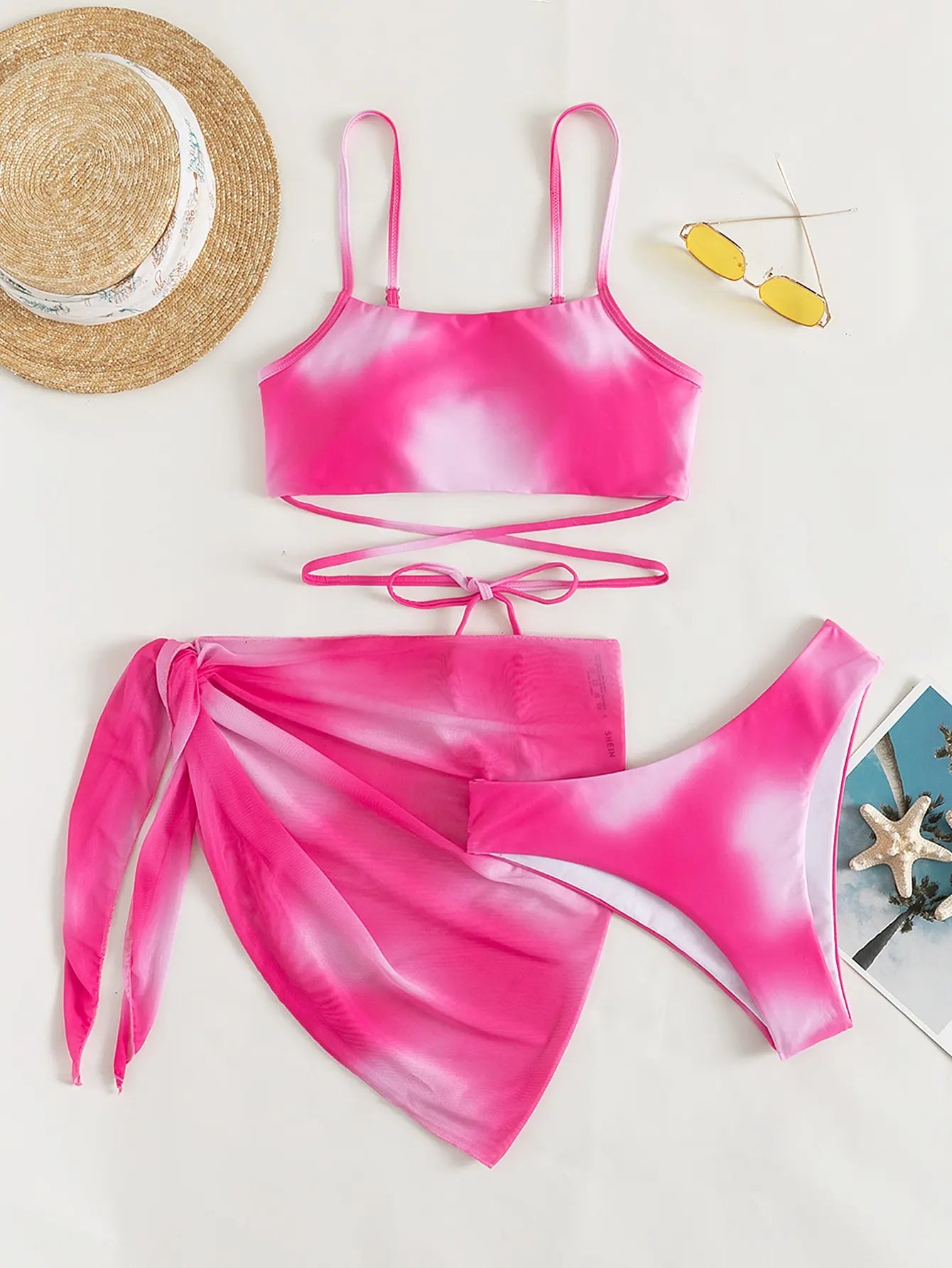 Valenzora-piece batik bikini with wrap straps