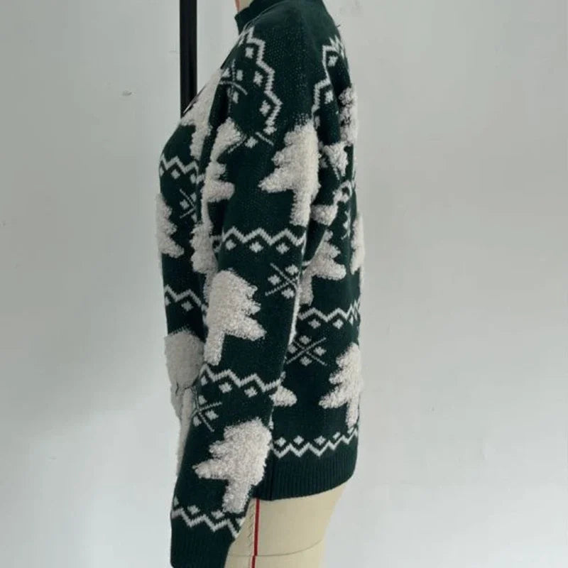 Valenzora - Ugly Christmas Sweater - Knitted sweater with 3D Christmas tree print