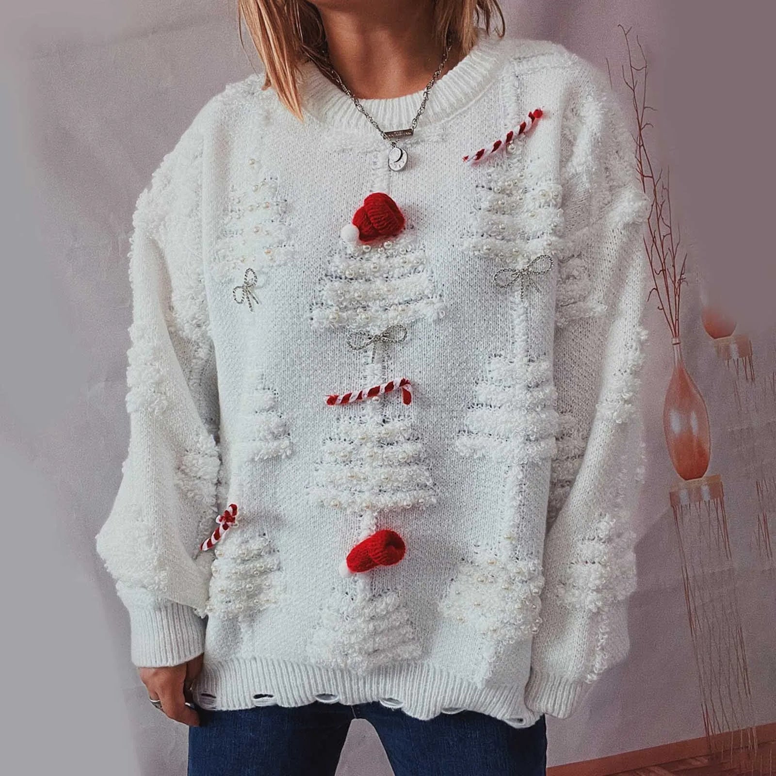 Valenzora – Hässlicher Weihnachtspullover – Damen Winterpullover mit Weihnachtsmotiv