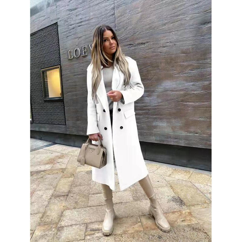 Valenzora Attractive Autumn Wool Coat | Women's Retro Fashion Black Long Sleeve Coat