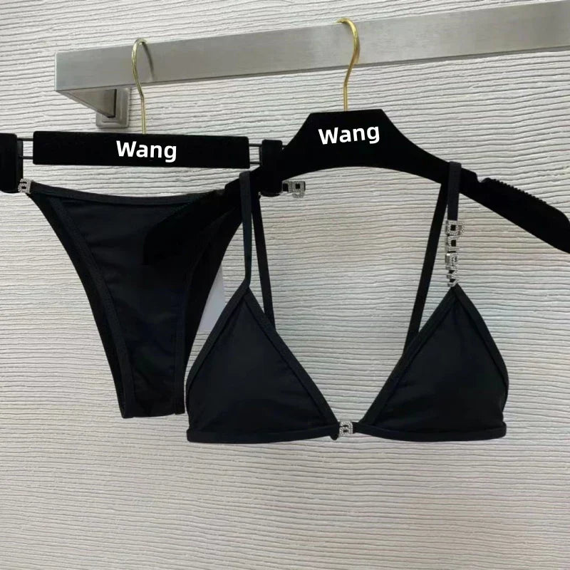 Valenzora | Neuer Strass-Buchstabe Wang Strandbikini Luxusmarke Designer Y2K Mode Sexy Damen Strandbikini Duo Set