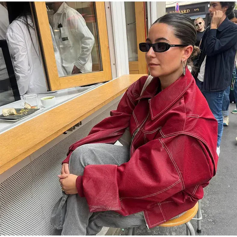 Valenzora | Oversized leather jacket with urban flair
