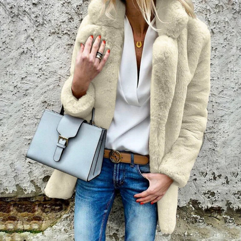 Fluffy winter coat for women