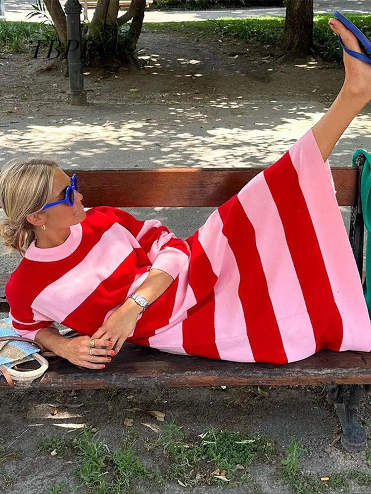 Casual striped midi dress