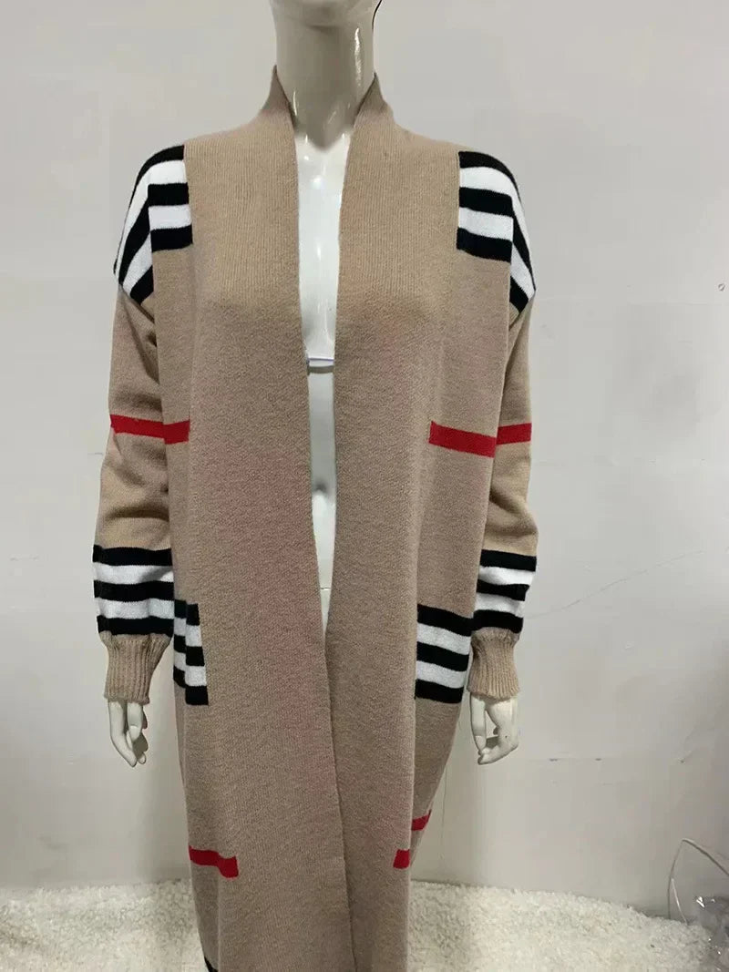 Valenzora - Long knitted cardigan with stripes