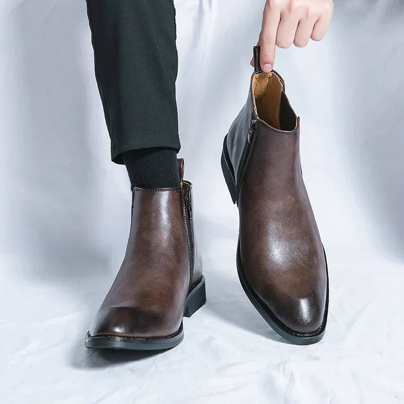 Valenzora | Lederstiefel mit Reißverschluss