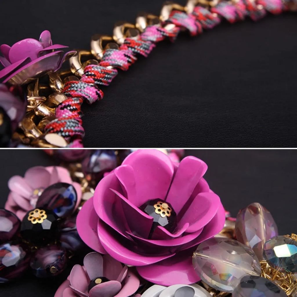 Valenzora | Vintage-Schmuck Elegante Abschlussball-Party Schönheitswettbewerb Hochzeitsgeschenk Blumen-Blüten-Chunky Statement-Halskette für Damen Accessoires