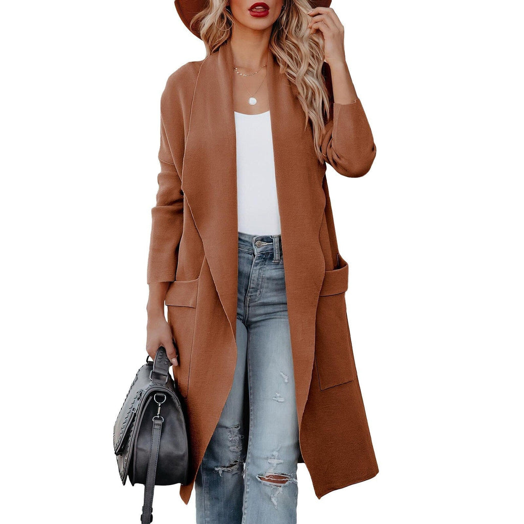 Valenzora - Stylish women's casual long solid color coat with pockets